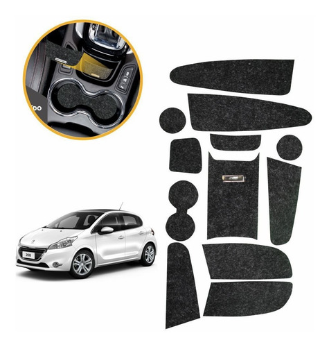 Imagem 2 de 4 de Jogo De Tapetes Peugeot 208 2013/2014 Porta Objetos Copo
