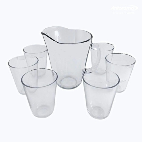 Imagen 2 de 7 de Juego De Jarra Y Vasos 7pz Vidrio Resistente 1.7l Calypso