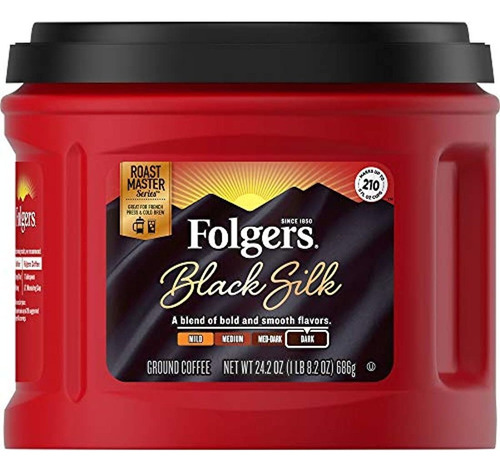 Folgers Black Silk, Café Molido Tostado Oscuro, 24.2 Oz