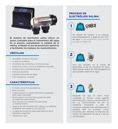 Imagen 4 de 6 de Clorador Salino Astral Bz-25 Hasta 75m3