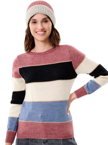Sweater Mauro Sergio Mujer 2023 Rayado Multicolor Lana