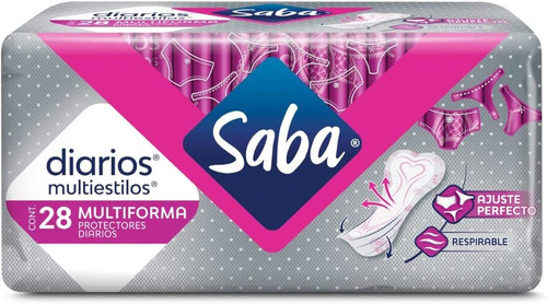 Saba Protectores Diarios Multiestilos Cont. 28 Pzs.