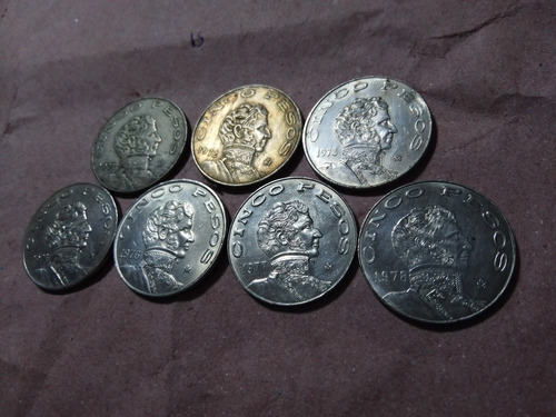 Set De 7 Monedas  5 Pesos Guerrero 