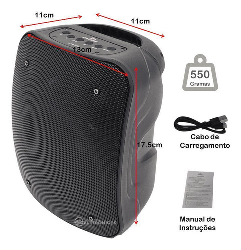 Caixa De Som 10w Rms Luzes Rgb Rádio Mp3 Fm Bluetooth