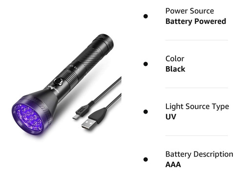 Linterna Usb Recargable 395nm