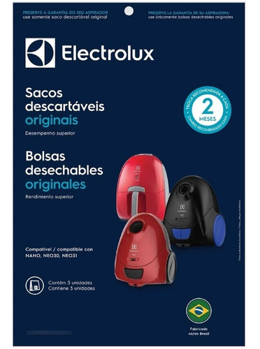 Bolsas Electrolux Aspiradora Nano, Neo30, Ne031, Sbena Origi