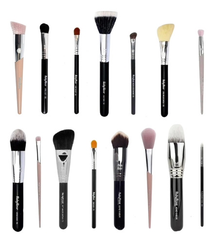 Kit Pincel Linha Max Maquiagem 15 Pincéis Ruby Rose Completo Cor Preto