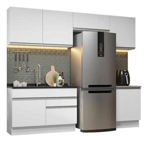 Cocina Integral Completa Modular Madesa Glamy 260cm Color Blanco