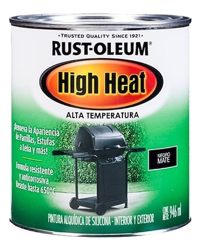 Esmalte Alta Temperatura Rust Oleum Negro 650ºc 1 Litro