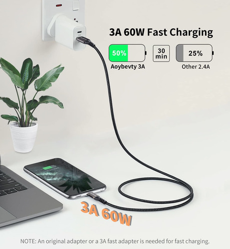 Usb To Cable -.ft Gbps Data Transfer Fast Charging For