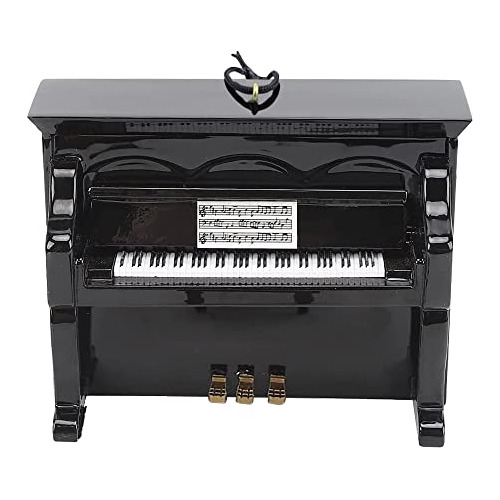 S - Adorno De Piano Vertical De Madera Negra De 2.8 In