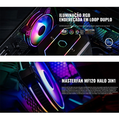 Imagem 9 de 9 de Kit 3 Cooler Cm Mf120 Loop Duplo 120mm + Control Led Argb Ct