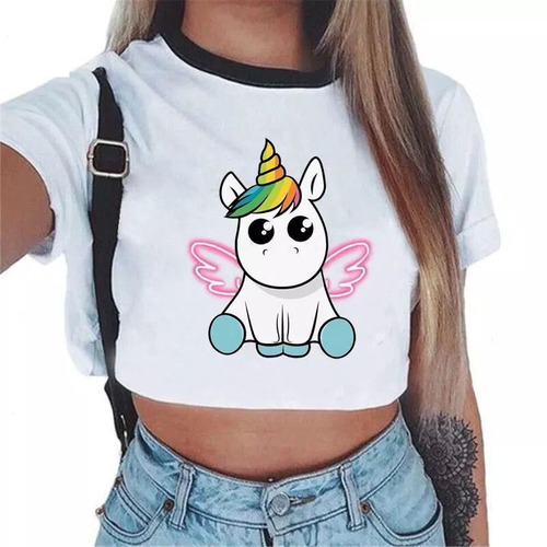 Polera Unicornio Tierno Top Estampado Kawaii Camiseta