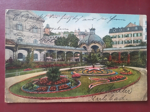 Alemania Karlsbad Postal Stadtpark 1910 Con Franqueo Austria