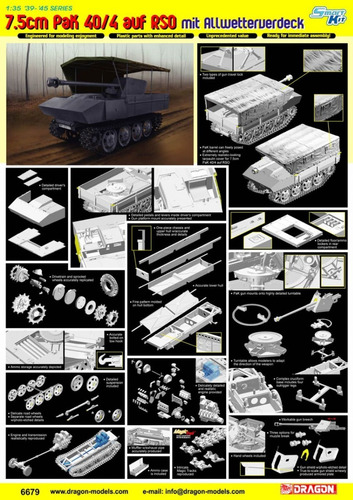 Imagen 2 de 3 de Dragon 7.5cm Pak 40/4 Auf Rso Con Allwet 1/35 Rdelhobby Mza