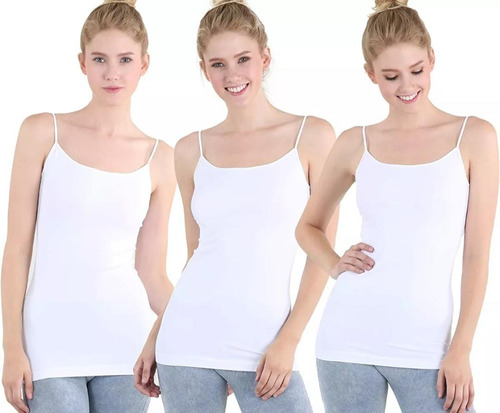 Pack 12 Polera Pabilo  Mujer Básica Blanco / Verano 