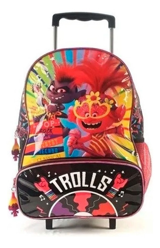 Mochila Trolls Con Carro - Vamos A Jugar Color Negro