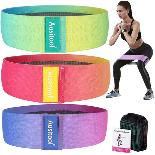 3 Bandas Ejercicios Resistencia Tela Loop Premium Yoga Glute