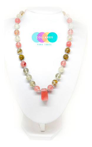 Collar De Piedra Cuarzo Cherry Plata 925