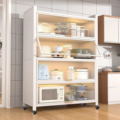 Estante Organizador Microondas 5 Niveles Cocina Con Ruedas Blanco