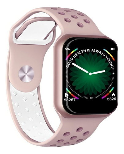 Relógio Inteligente Smart Watch F8 Touch Screen Top Cor Da Caixa Dourado Rose Cor Da Pulseira Rosa Com Branco Cor Do Bisel Digital
