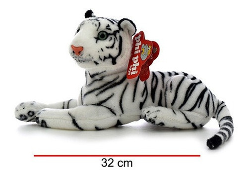 Peluche Tigre Echado 32cm Phi Phi Toys Color Blanco