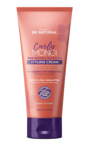 Be Natural Crema De Peinar Curly Monoi Rizos Definidos 200ml