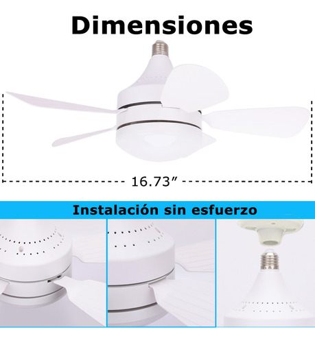 Ventilador De Techo Lámpara CM-TOP 5 Aspas Plástico 20W Con Luz Led Ajustables Control Remoto 3 Velocidades Ideal Para Habitación De 15-20 Metros Cuadrados Estructura Blanco