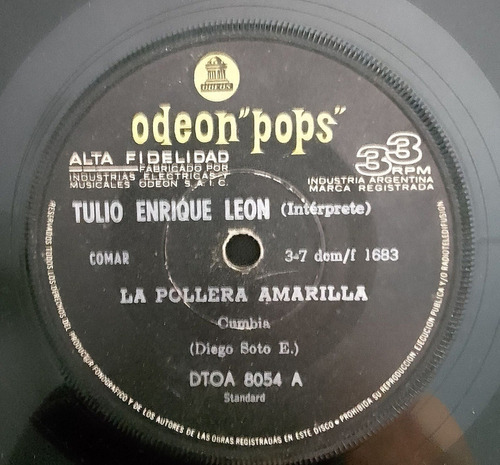 Tulio Enrique Leon- La Pollera Amarilla -vinilo Simple-odeon
