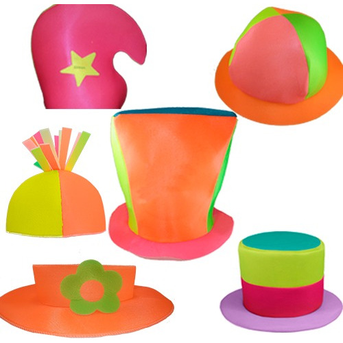 Kit 25 Gorros Fluo Cotillon Sombreros Tela Fiesta Cumpleaños