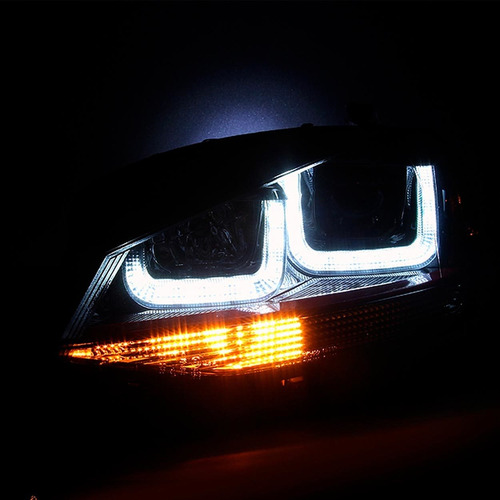 Imagem 3 de 7 de Farol Led Golf 7 Mk7 Gti 2013 A 2017 Drl Dual Led Black
