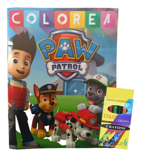 Paw Patrol Libros Para Colorear 10 Piezas + Crayolas 