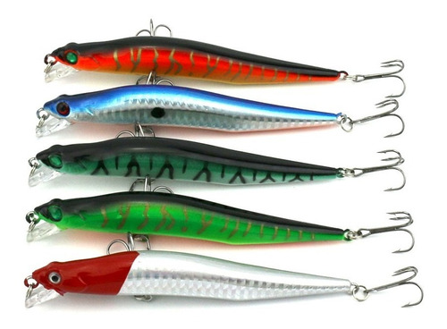 5 Señuelos Pesca Minnow 12cm 10gr Lenguados Corvinas Truchas