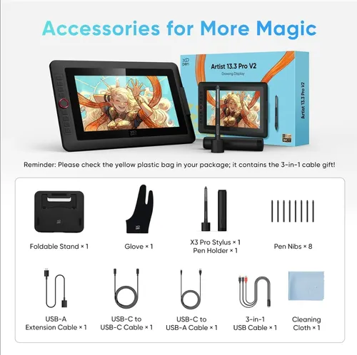 Xppen Upgraded Artist13.3 Pro V2 Drawing Tablet With Screen