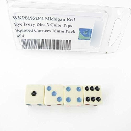 Dado Estandar Para Juego Michigan Red Eye Ivory Dice With 3 