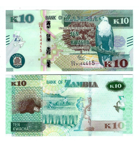 Zambia - Billete 10 Kwacha 2020 - Unc