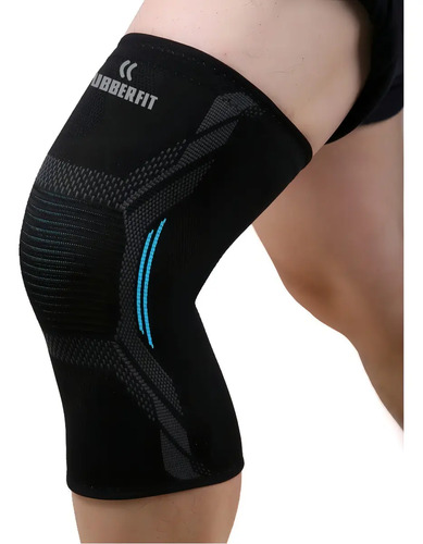 Joelheira De Compressão Elástica Armor Para Esporte Corrida Academia Premium Rubber Fit Cor Azul Tamanho M