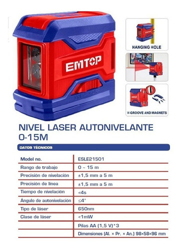 Imagen 2 de 4 de Nivel Laser Autonivelante 0-15m