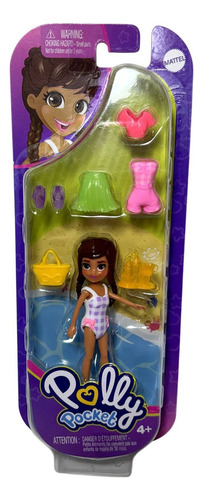 Conjunto Mini Boneca Colecionável Menina Morena Negra Shani - Pacote Pequeno Fashion De Moda - Acompanha Acessórios E Roupas Roupinhas Praia Piscina Verão - Amiga Da Polly Pocket - Mattel Brinquedos