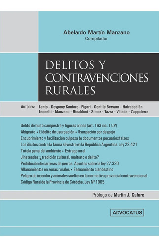 Delitos Y Contravenciones Rurales - Manzano, Abelardo M