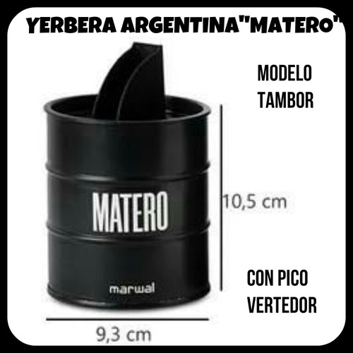 Nuevo! Yerbera Argentina Matero En Chapa Modelo Tambor !