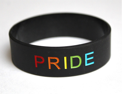 3 Pulseras Gruesa Silicon Negra Orgullo Gay  Pride Lgbtttiq 