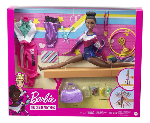 Barbie Juego De Gimnasia: Muñeca Barbie Morena Con Función D