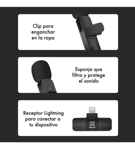 Micrófono 2 Mics Compatible iPhone iPad Corbatero MeganTech