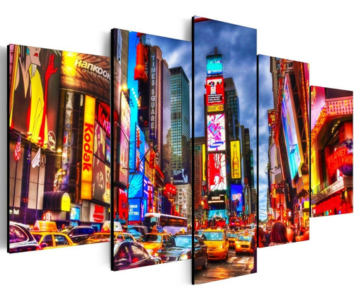 Time Square New York Cuadros 5 Partes