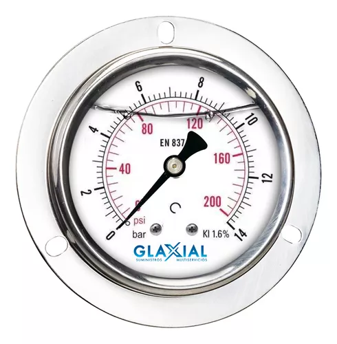 1306 - Manómetro de presión de pozo, vapor o agua, 200 psi, conexión de 1/4