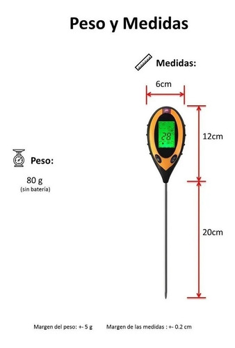 Medidor Suelo Tierra 4 En 1 Ph, Humedad, Inten. Solar Y Temp