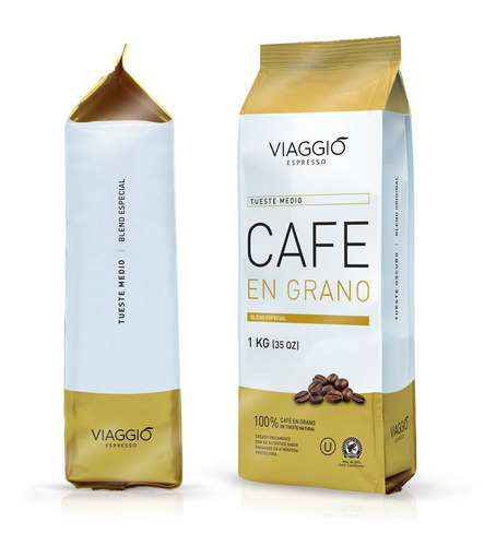 Imagen 2 de 4 de Café En Grano Viaggio Espresso Tostado Medio 1 Kilo