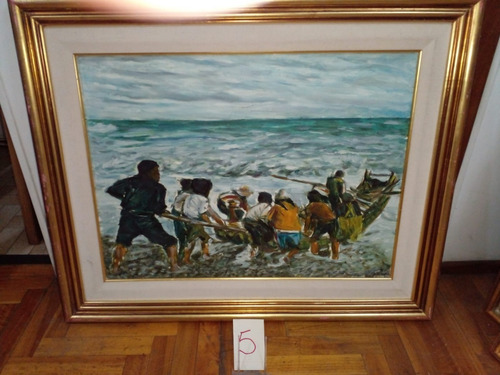 Oleos/hard Fu Tsai Tseng 80x60/85x105 Bote/playa No Se Envia