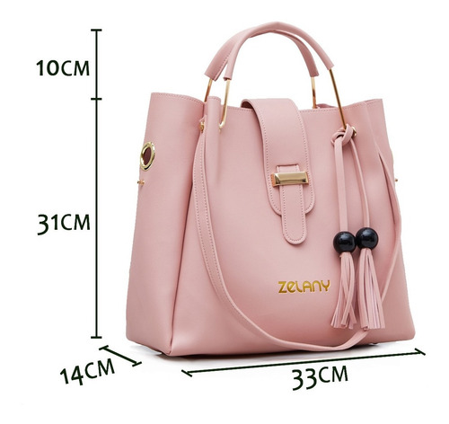 Imagen 3 de 10 de Set 3 Bolsas Bandolera Mujer Cosmetiquera Cartera Borla Logo